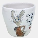 Nyuszis bögre kézműves kerámia