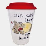 Macis bögre szilikon tetővel kézműves kerámia