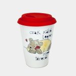 Macis bögre szilikon tetővel kézműves kerámia