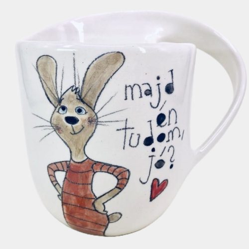 Nyuszis bögre kézműves kerámia