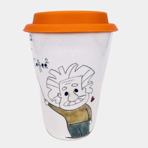 Einstein figurás füles bögre szilikon tetővel 
