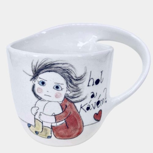 Csajos kerámia bögre jobbkezes fogással