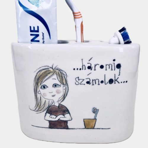 Csajos fogkefetartó 4 lyukú - ...háromig számolok...