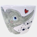 Elefántos cappuccino csésze kézműves kerámia