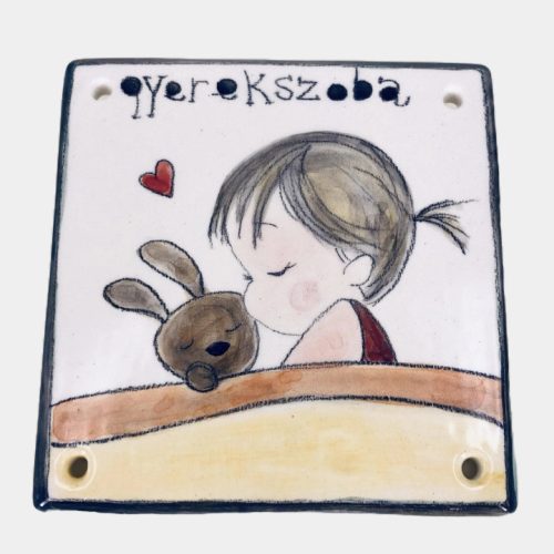 Nyuszis-lányos ajtótábla - gyerekszoba