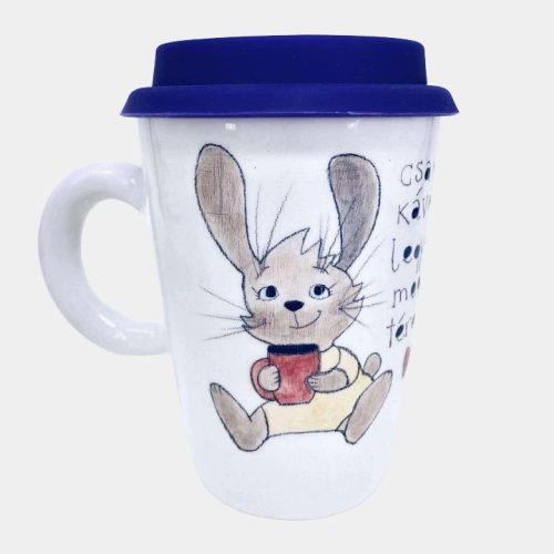 Nyuszis kerámia bögre vicces felirattal