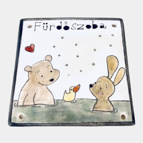 Macis-nyuszis ajtótábla - Fürdőszoba