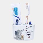 Elefántos-nyuszis fogkefetartó 3 lyukú - mossunk fogat!